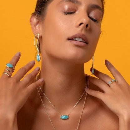 Anel Noha - Ágata Azul Céu Semijoias de luxo e design exclusivo