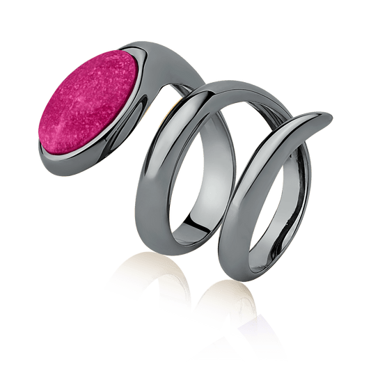 Anel Noha - Feldspato Rosa Pink Semijoias de luxo e design exclusivo