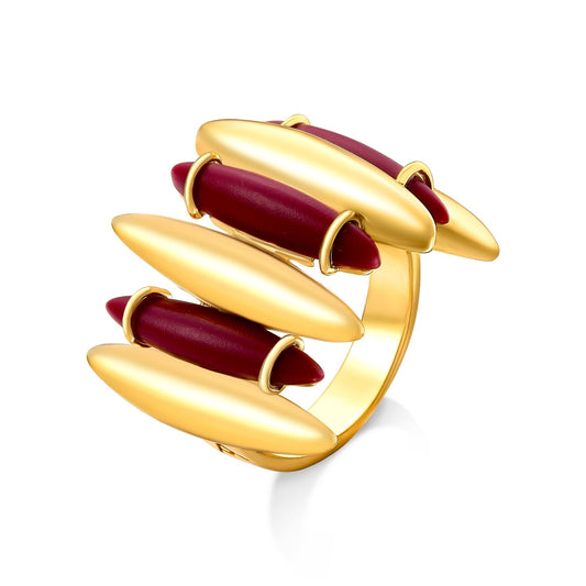 Use o Anel Origem com Resina Italiana Vinho em Banho de Ouro 18K para atrair força e inteligência emocional. AIMER JOAIS