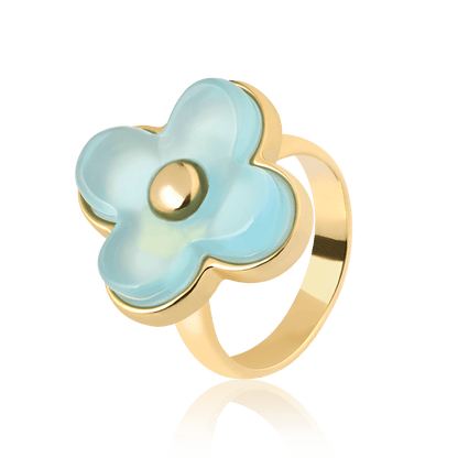 Anel Radiante - Ágata Azul Céu Semijoias de luxo e design exclusivo