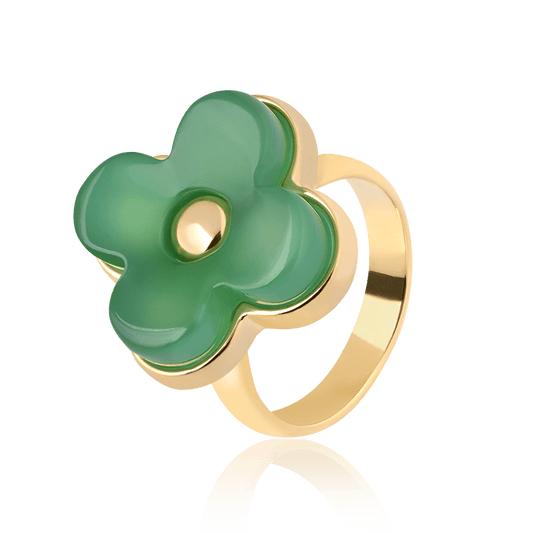 Anel Radiante - Ágata Verde Semijoias de luxo e design exclusivo