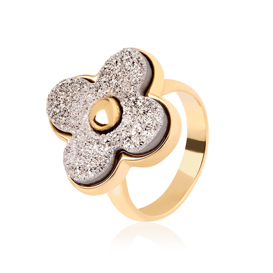 Anel Radiante - Drusa Platina Semijoias de luxo e design exclusivo