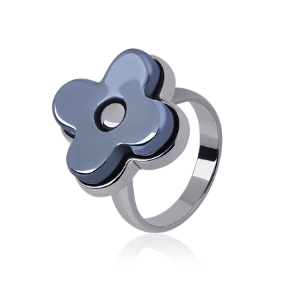 Anel Radiante - Obsidiana Negra Metalizada Semijoias de luxo e design exclusivo