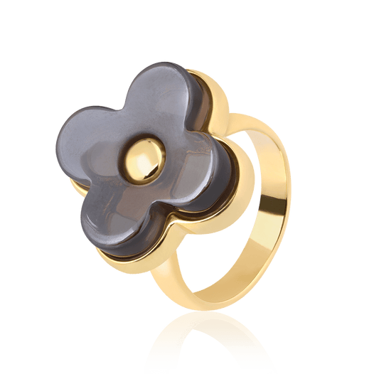 Anel Radiante - Quartzo Fumê Perolizado Semijoias de luxo e design exclusivo