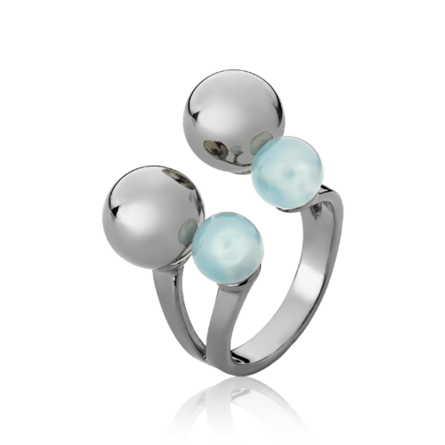 Anel Ritmo - Ágata Azul Céu Semijoias de luxo e design exclusivo