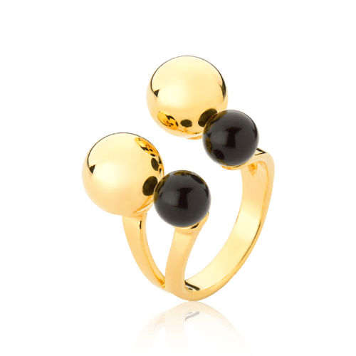 Anel Ritmo - Obsidiana Negra Semijoias de luxo e design exclusivo