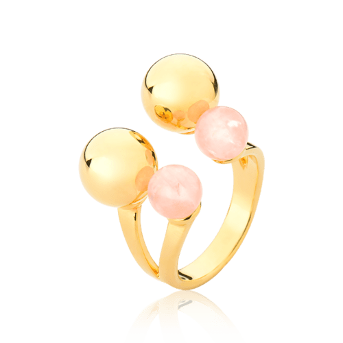 Anel Ritmo - Quartzo Rosa Semijoias de luxo e design exclusivo