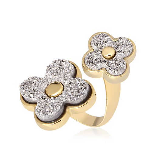 Anel Sensação - Drusa Platina Semijoias de luxo e design exclusivo