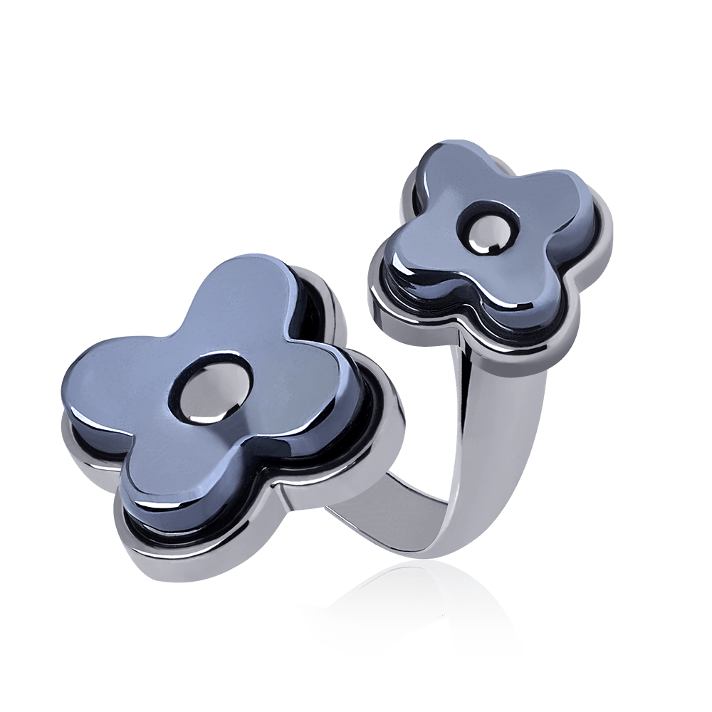 Anel Sensação - Obsidiana Negra Metalizada Semijoias de luxo e design exclusivo