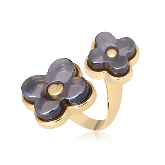 Anel Sensação - Quartzo Fumê Perolizado Semijoias de luxo e design exclusivo