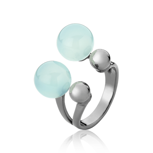 Anel Sintonia - Ágata Azul Céu Semijoias de luxo e design exclusivo