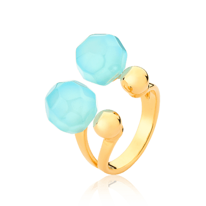 Anel Sintonia - Ágata Azul Céu Semijoias de luxo e design exclusivo