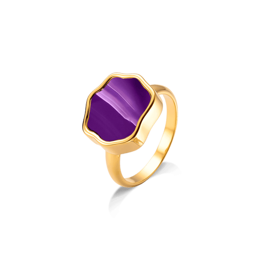 Anel Sita - Ágata Roxa Listrada Semijoias de luxo e design exclusivo