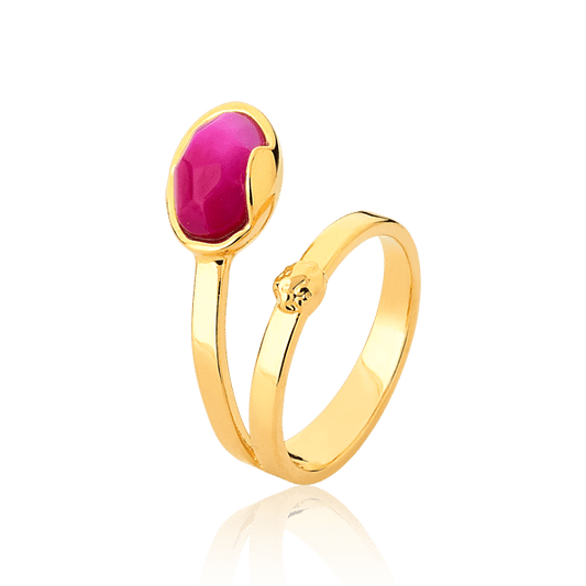 Anel Solo - Ágata Rosa Pink Listrada Semijoias de luxo e design exclusivo