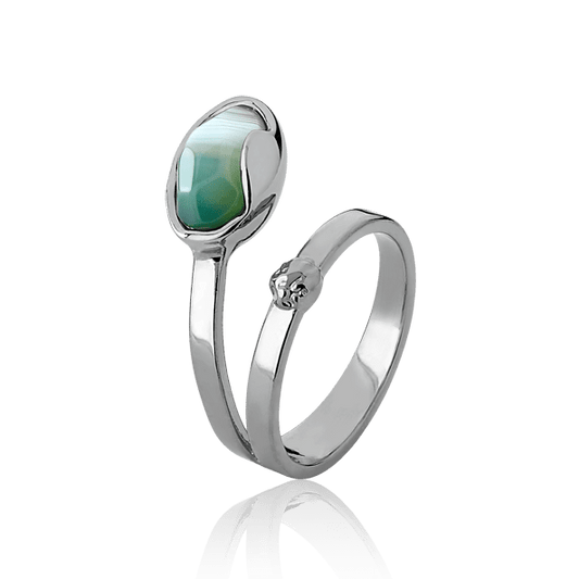 Anel Solo - Ágata Verde Listrada Semijoias de luxo e design exclusivo