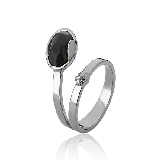 Anel Solo - Obsidiana Negra Semijoias de luxo e design exclusivo