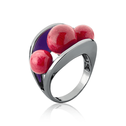 Anel Sublime - Esmaltado Roxo/Feldspato Vermelho Semijoias de luxo e design exclusivo