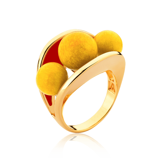 Anel Sublime - Esmaltado Vermelho/Amarelo Semijoias de luxo e design exclusivo