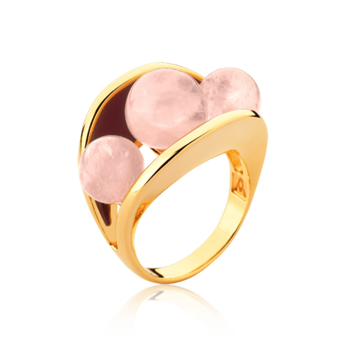 Anel Sublime - Esmaltado Vinho/Quartzo Rosa Semijoias de luxo e design exclusivo