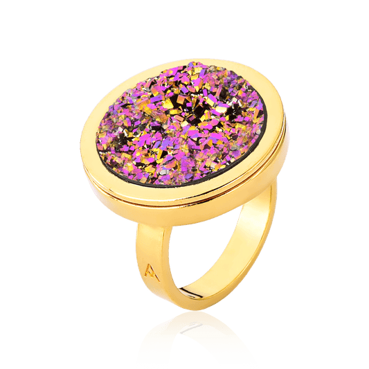 Anel Único - Drusa Multicolorida Semijoias de luxo e design exclusivo
