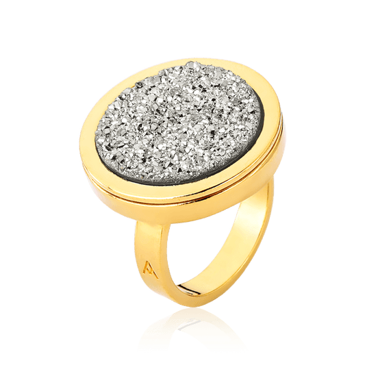 Anel Único - Drusa Platina Semijoias de luxo e design exclusivo