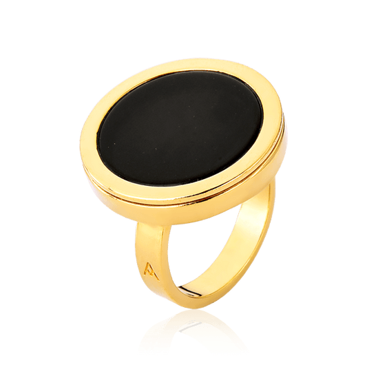 Anel Único - Obsidiana Negra Semijoias de luxo e design exclusivo