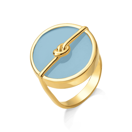 Anel Vínculo - Ágata Azul Céu Semijoias de luxo e design exclusivo