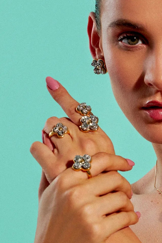 Anel Afeto com Drusa Platina em Banho de Ouro 18K-01