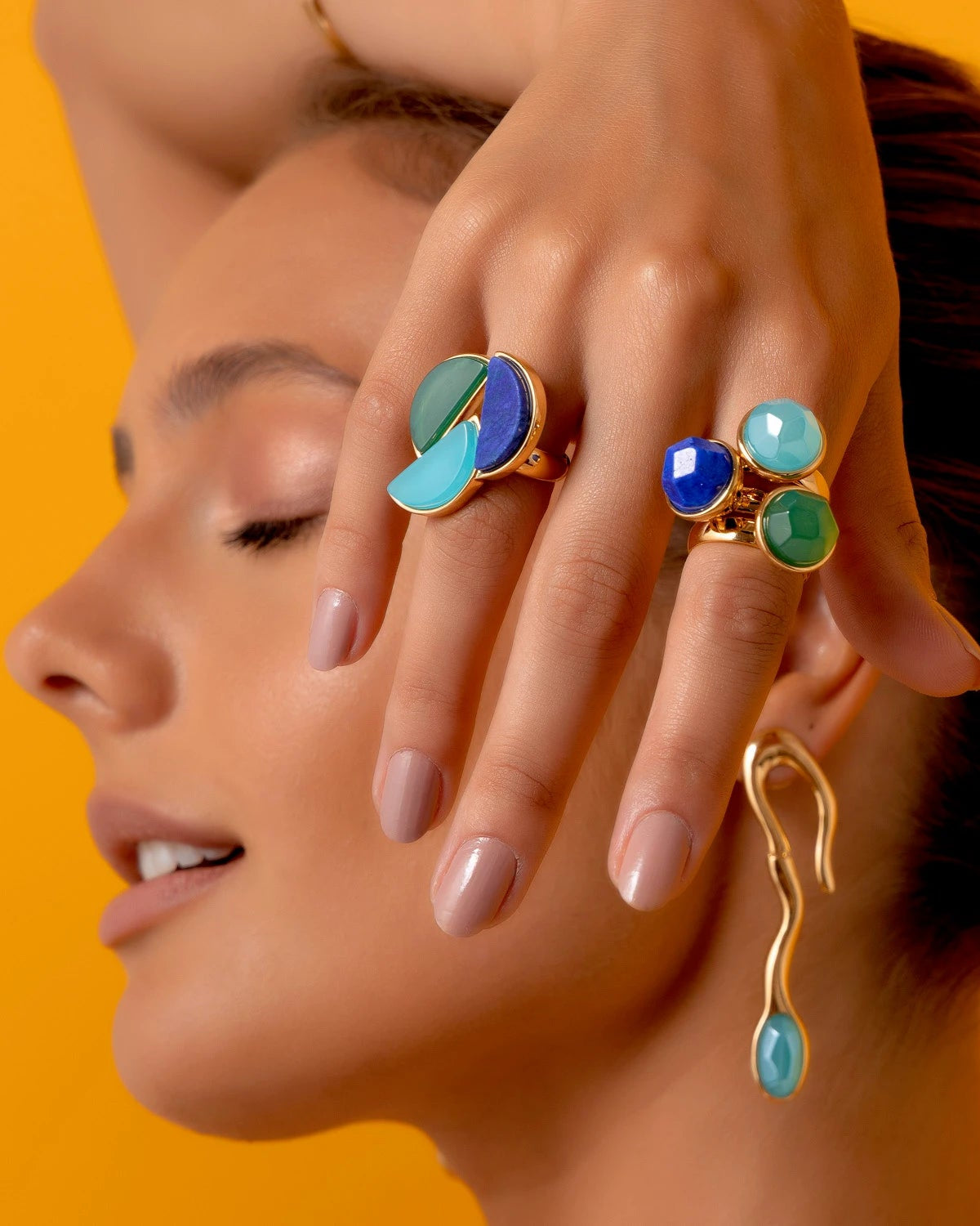 Anel Classic - Ágata Verde — Ouro 18K | Aimer Joias | semijoia feminina pedra natural