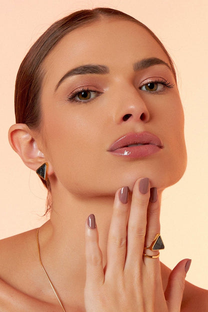 Anel Dynamis com Labradorita em Banho de Ouro 18K - AIMER