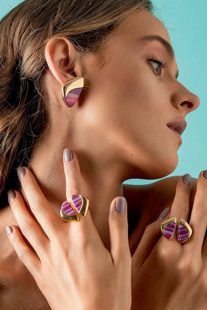 Ailes Ring - Pink Striped Rose Agate