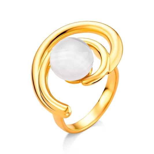 Use o Anel Espiral com Ágata Cinza Listrada em Banho de Ouro 18K para transformação e fortalecer sua intuição.