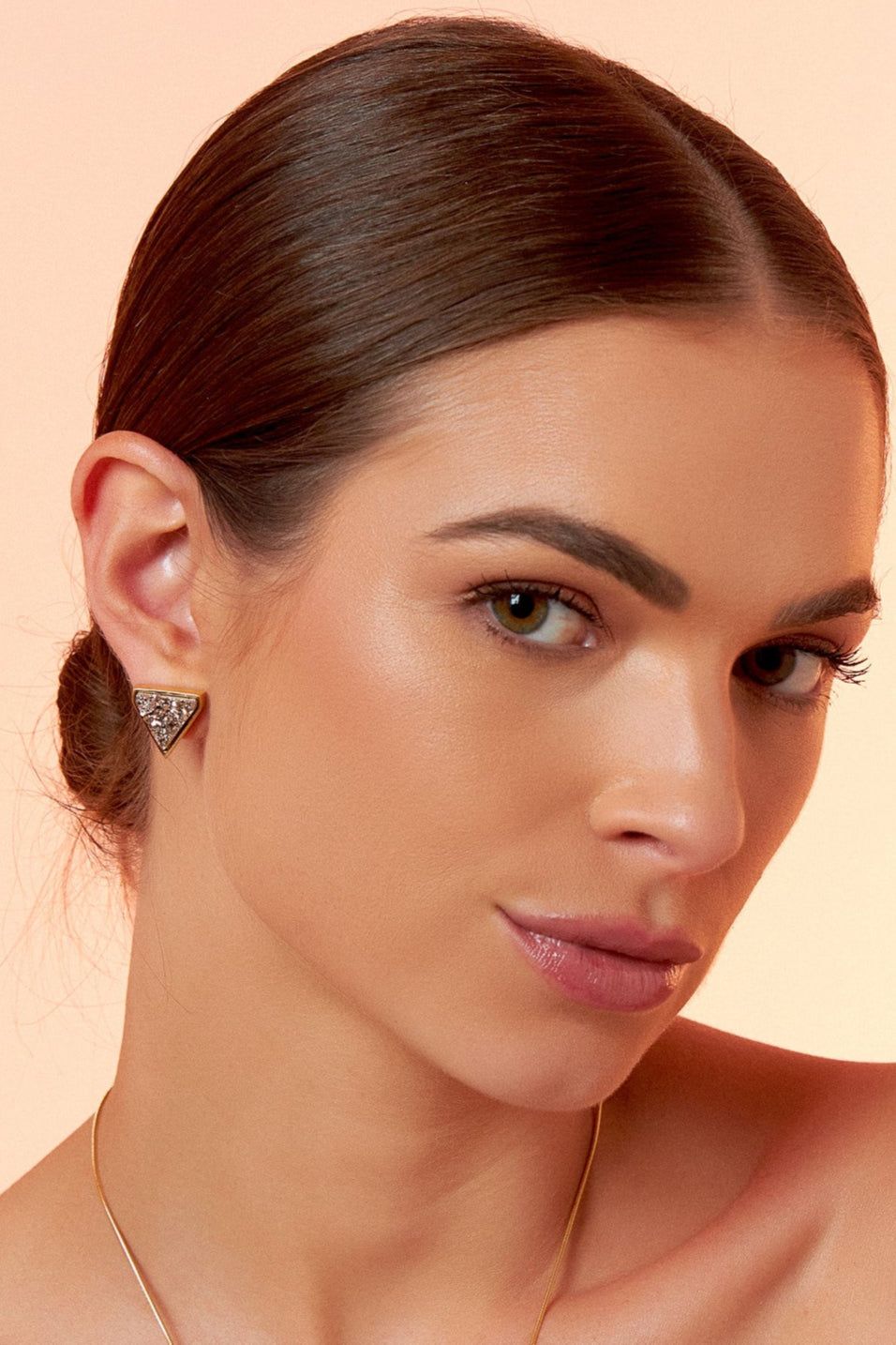 Brinco Dynamís com Drusa Platina em Banho de Ouro 18K - AIMER Joias