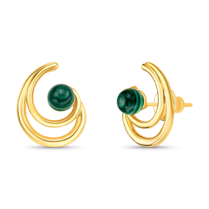 Use o Brinco Espiral com Malaquita em Banho de Ouro 18K para transformação e fortalecer sua intuição.