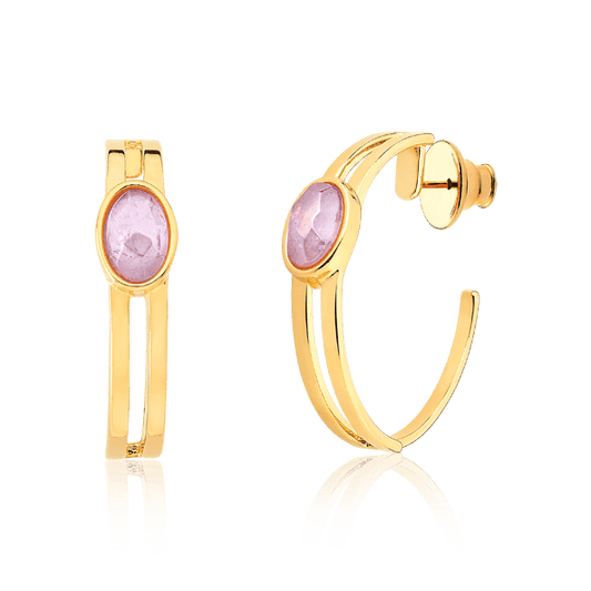 Argola Essencial Oval - Ametista Semijoias de luxo e design exclusivo