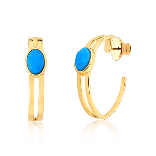 Argola Essencial Oval - Howlita Turquesa Semijoias de luxo e design exclusivo