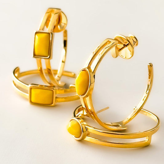 Argola Essencial Oval - Quartzo Amarelo Semijoias de luxo e design exclusivo