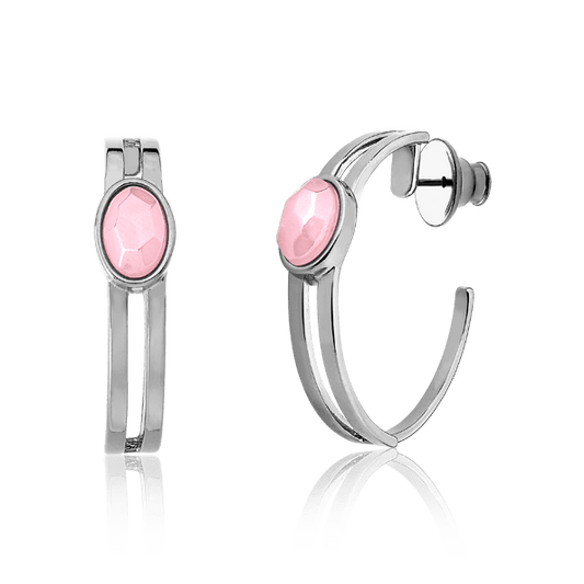 Argola Essencial Oval - Quartzo Rosa Semijoias de luxo e design exclusivo
