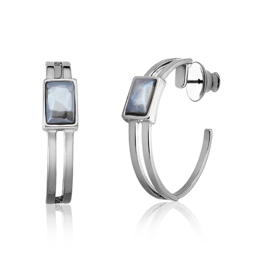 Argola Essencial Retângulo - Quartzo Fume Semijoias de luxo e design exclusivo