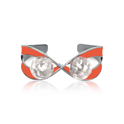 Bracelete Atração - Esmaltado Laranja/Cristal de Rocha Semijoias de luxo e design exclusivo