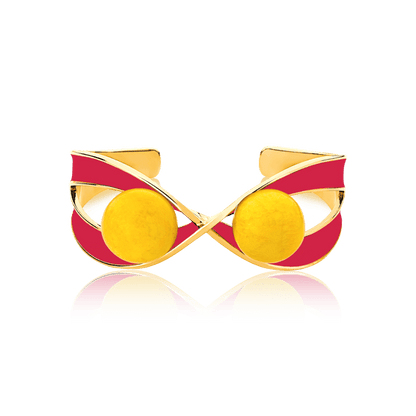 Bracelete Atração - Feldspato Amarelo / Esmaltado Vermelho Semijoias de luxo e design exclusivo