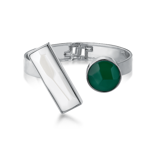 Bracelete Convicta - Porcelana Branca e Ágata Verde Semijoias de luxo e design exclusivo