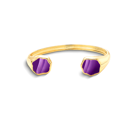 Bracelete Flora - Ágata Roxa Listrada Semijoias de luxo e design exclusivo