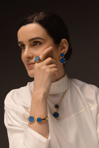 Bracelete Singular - Feldspato Azul Anil Semijoias de luxo e design exclusivo