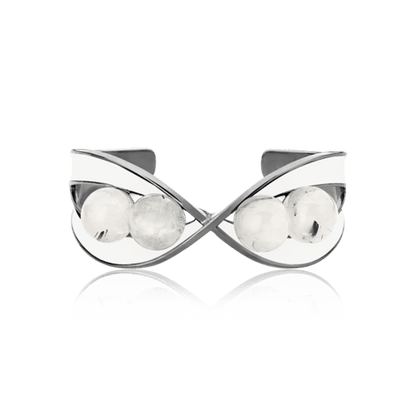 Bracelete Vínculo -  Esmaltado Branco/Quartzo Grafitado Semijoias de luxo e design exclusivo