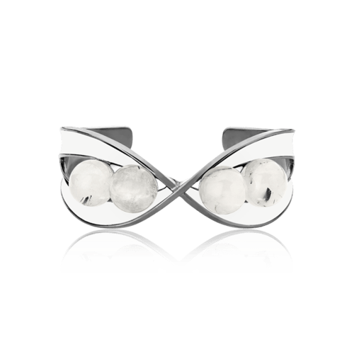 Bracelete Vínculo -  Esmaltado Branco/Quartzo Grafitado Semijoias de luxo e design exclusivo