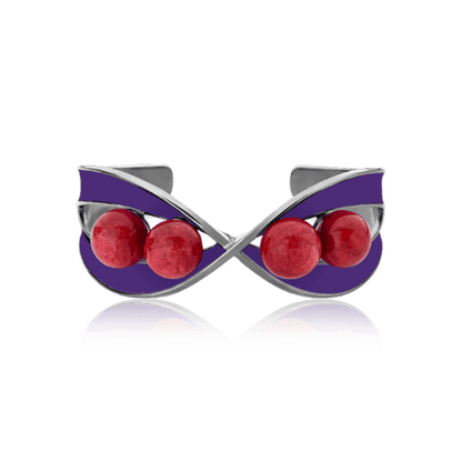 Bracelete Vínculo - Esmaltado Roxo/Feldspato Vermelho Semijoias de luxo e design exclusivo