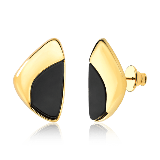 Brinco Ailes - Obsidiana Negra Chapa Semijoias de luxo e design exclusivo