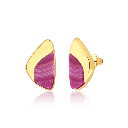 Brinco Ailes - Rosa Pink Listrada Semijoias de luxo e design exclusivo