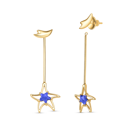 Brinco Brisa - Quartzo  Azul Anil Semijoias de luxo e design exclusivo